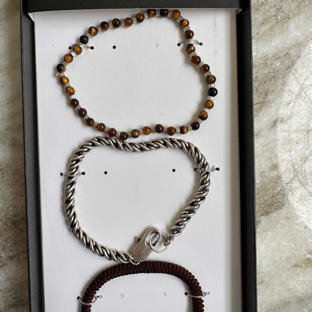 Nordstrom Silver and Tigers Eye Bracelet Set